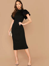 Load image into Gallery viewer, Black Ruffle Sleeve Dress
