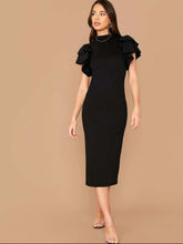 Load image into Gallery viewer, Black Ruffle Sleeve Dress
