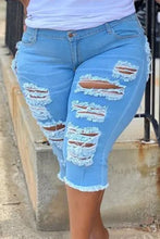 Load image into Gallery viewer, Plus Denim Ripped Jeans ( In Stock)
