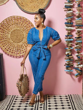 Load image into Gallery viewer, Denim Sash Bow Jumpsuit
